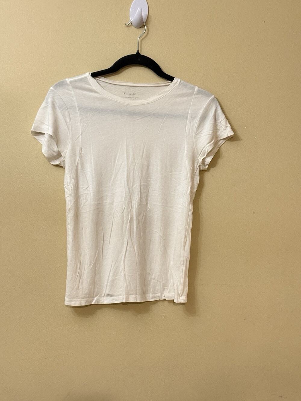 Quiet Luxury Minimalist Clean Girl Neutral FRAME Le Mid Muscle Cap Tee Blanc XS